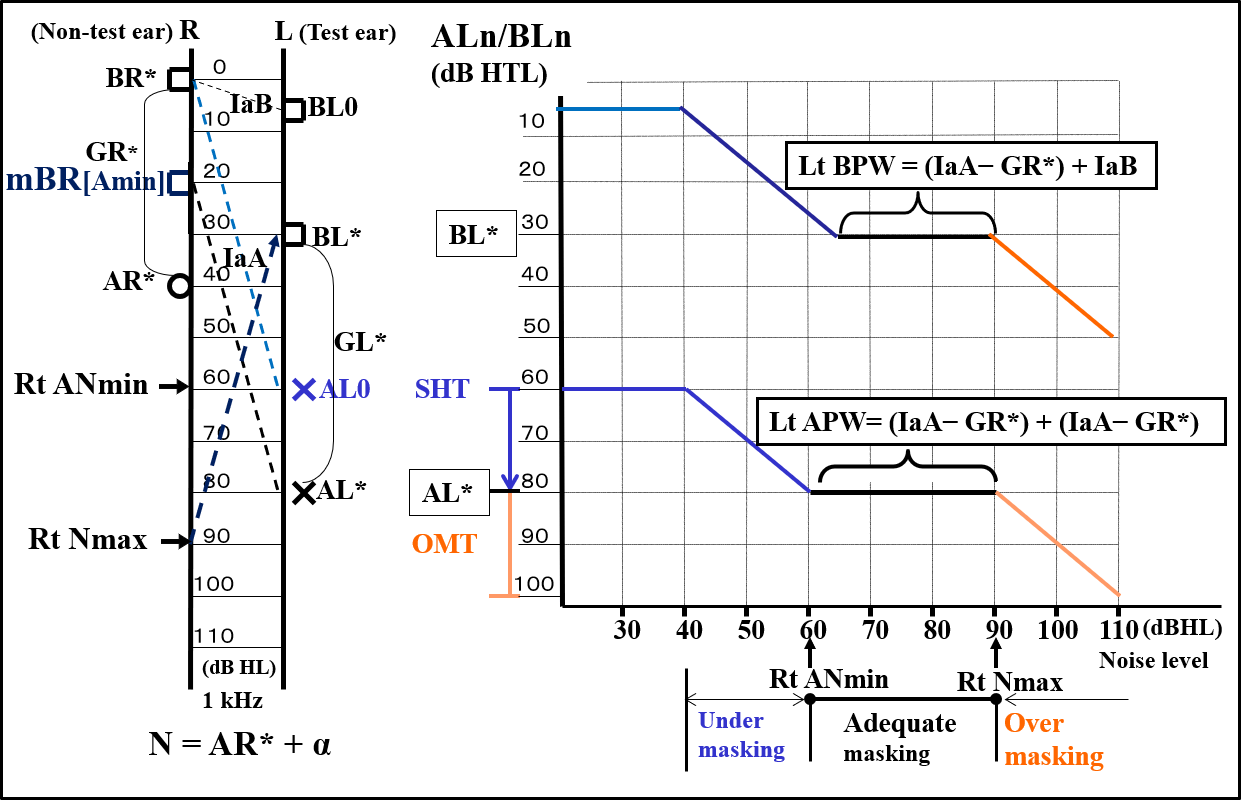 the plateau widths for air and bone conduction in the left ear (Lt APW, Lt BPW) 